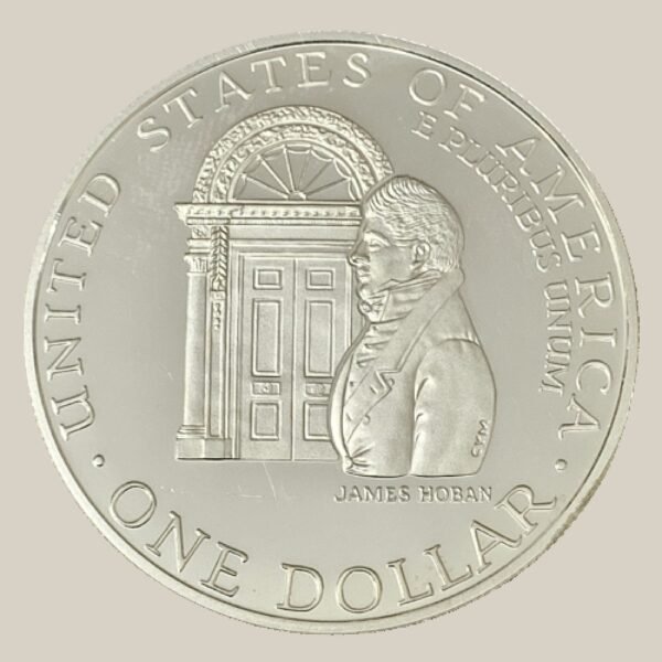 Moeda de Prata de 1 Dólar - EUA - Ano: 1992 W - Bi-centenário da Casa Branca - Presidente George H. W. Bush