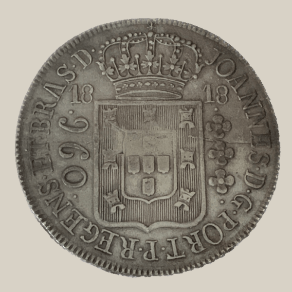 Moeda de Prata de 960 Réis (Patacão), Brasil Colônia - Ano: 1818 R - Rei João VI - Image 3