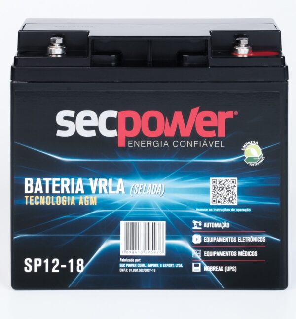 Bateria SecPower Chumbo-ácido VRLA AGM 12V 18Ah - Image 2