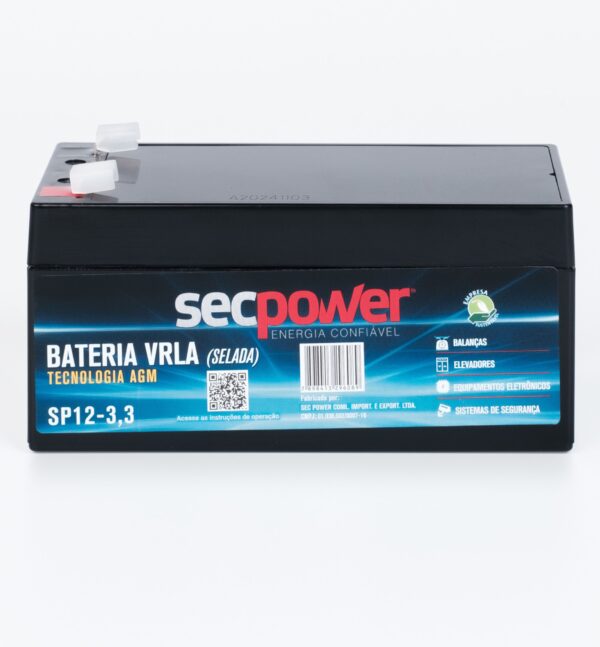 Bateria SecPower Chumbo-ácido VRLA AGM 12V 3,3Ah - Image 2