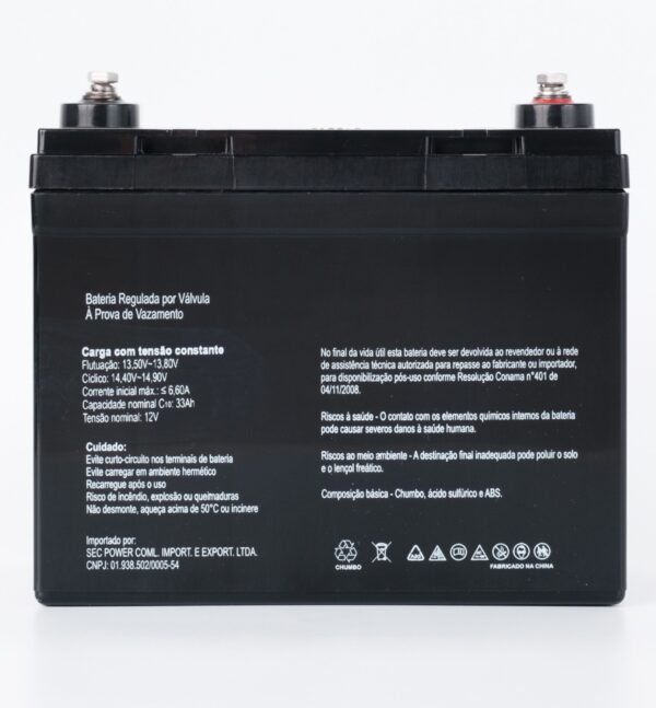 Bateria SecPower Chumbo-ácido VRLA AGM 12V 33Ah Homologada Anatel - Image 2