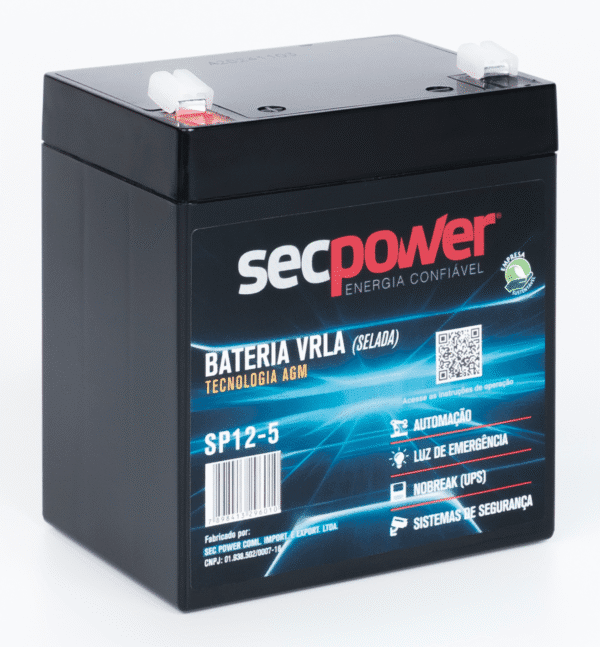 Bateria SecPower Chumbo-ácido VRLA AGM 12V 5Ah - Image 2