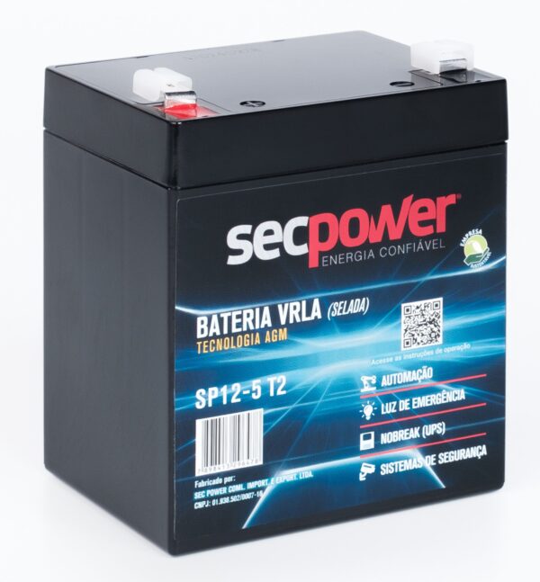 Bateria SecPower Chumbo-ácido VRLA AGM 12V 5Ah T2 - Image 3