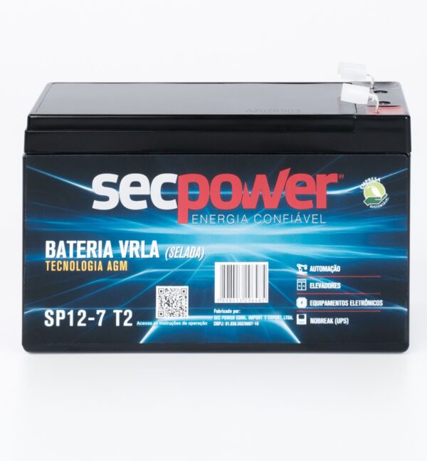 Bateria SecPower Chumbo-ácido VRLA AGM 12V 7Ah T2 - Image 3