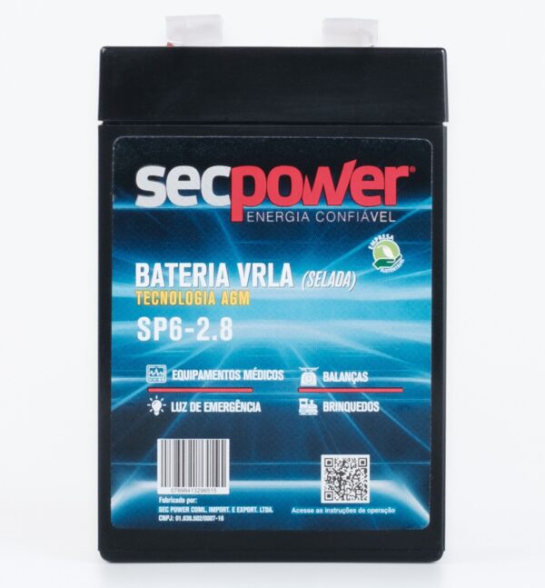Bateria SecPower Chumbo-ácido VRLA AGM 6V 2,8Ah
