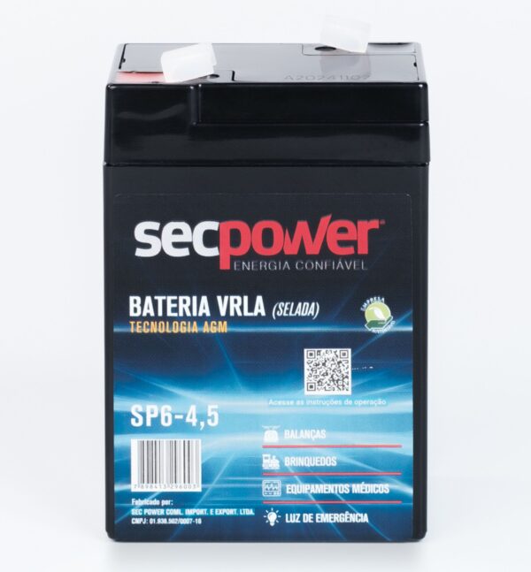 Bateria SecPower Chumbo-ácido VRLA AGM 6V 4,5Ah - Image 2